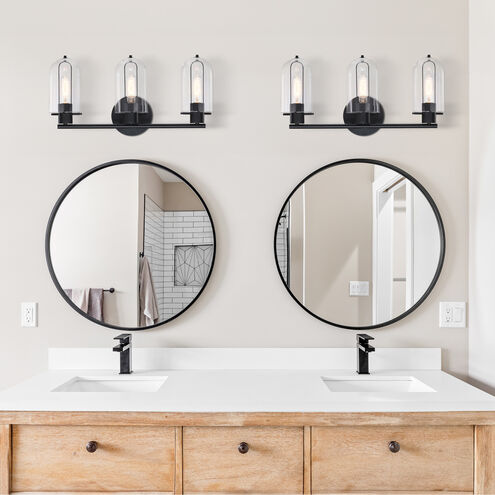 Skylar 3 Light 24.5 inch Matte Black Vanity Light Wall Light